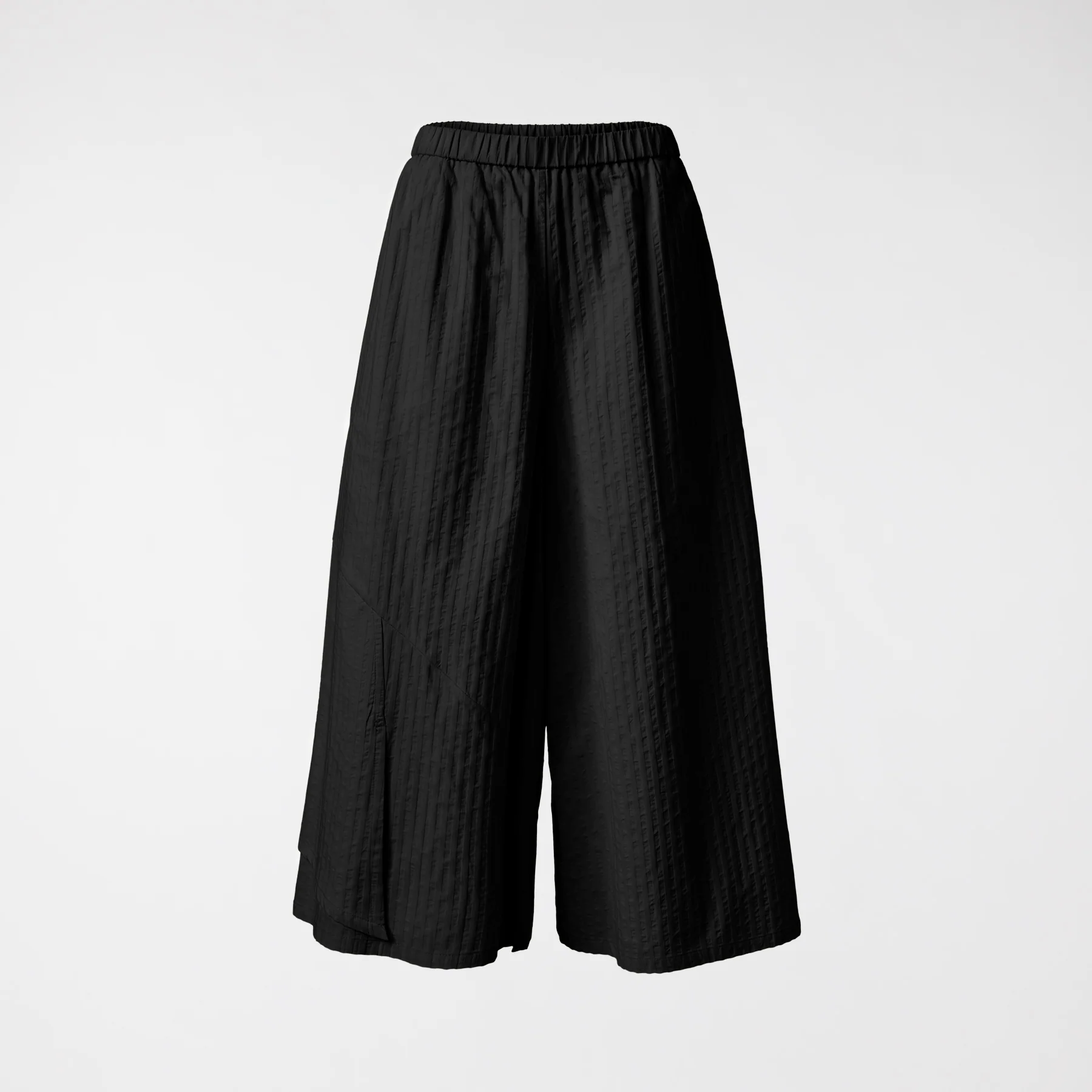 TROUSERS IN COTTON SEERSUCKER FABRIC BLACK
