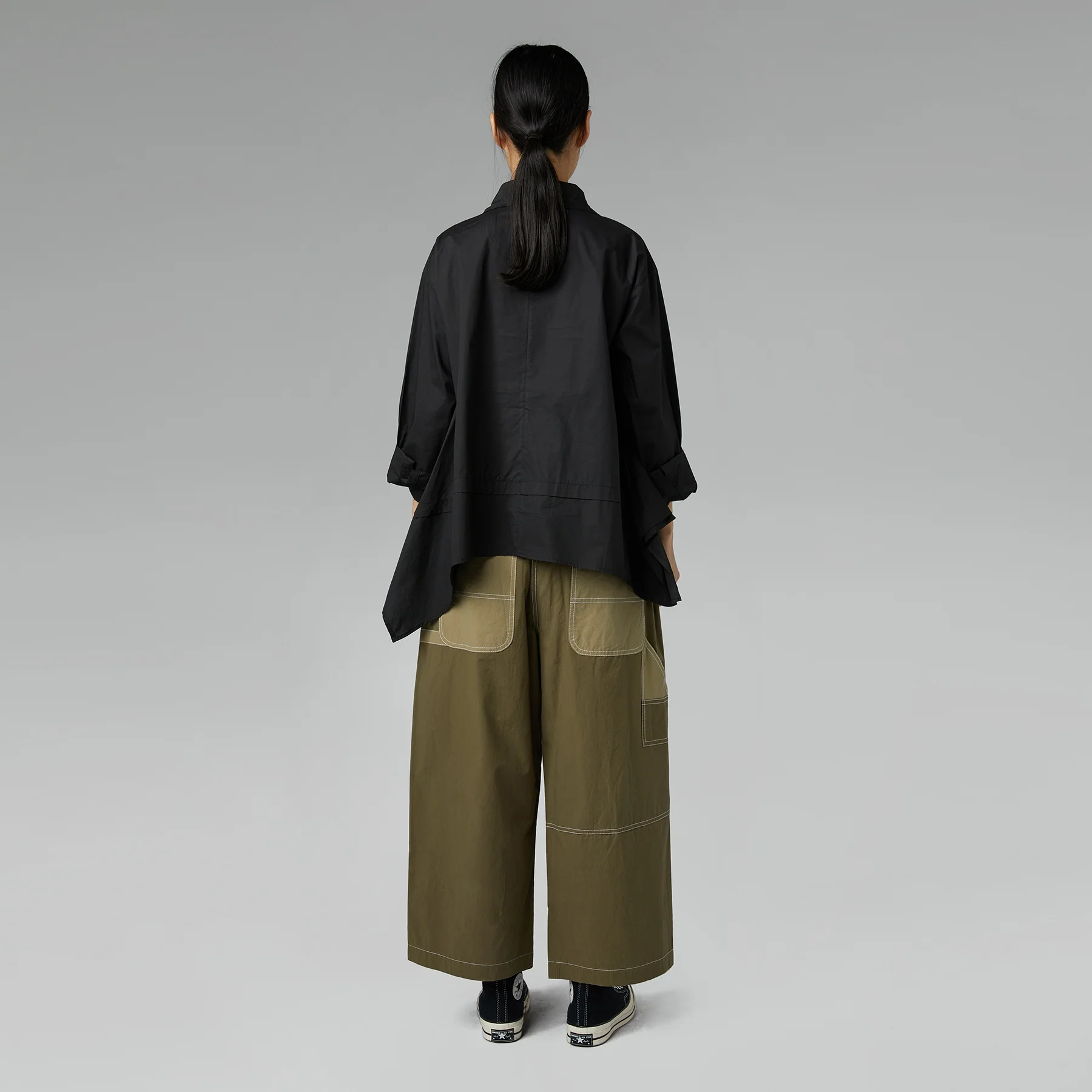 ASYMMETRIC SHIRT IN COTTON FABRIC BLUE - Image 4