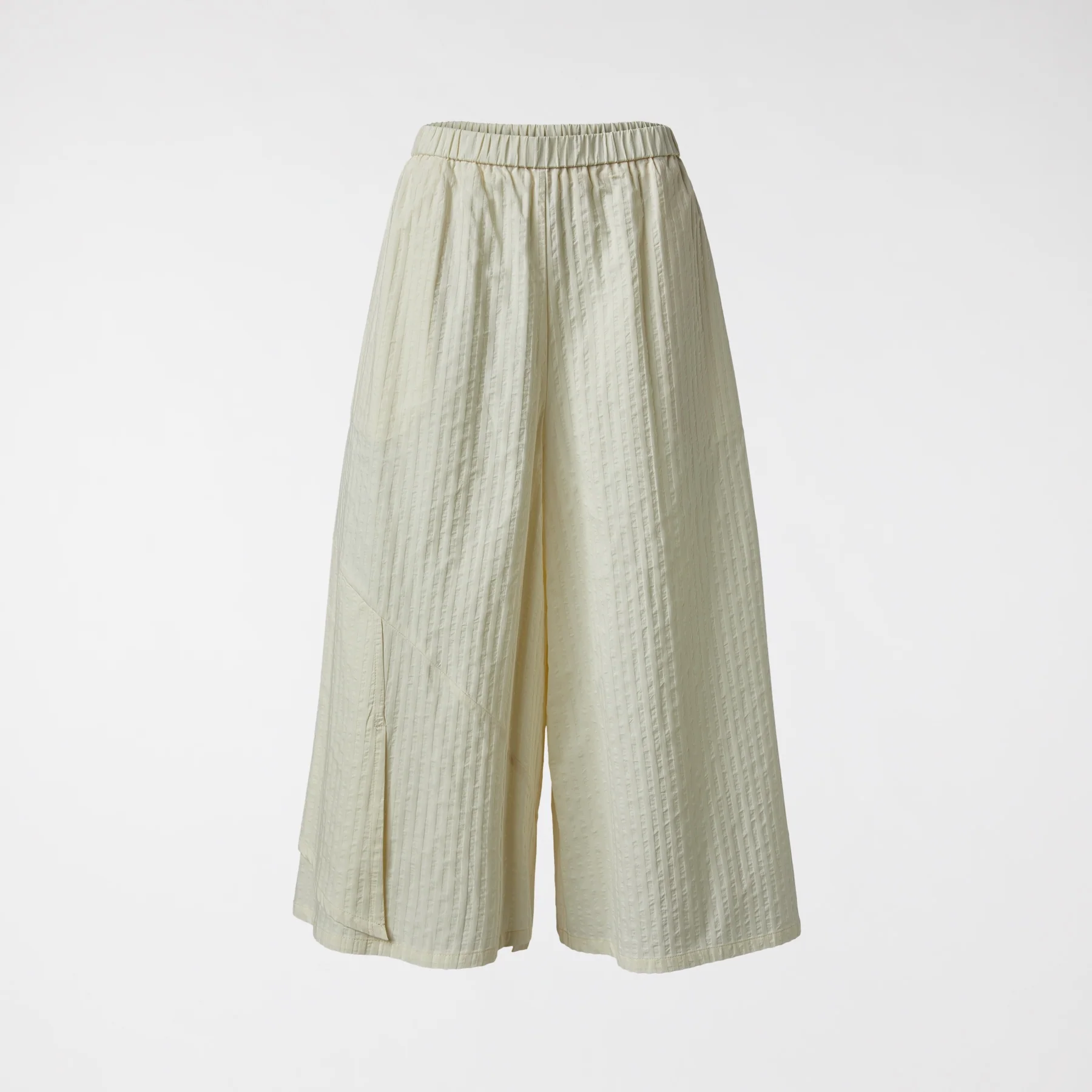 TROUSERS IN COTTON SEERSUCKER FABRIC OFF WHITE
