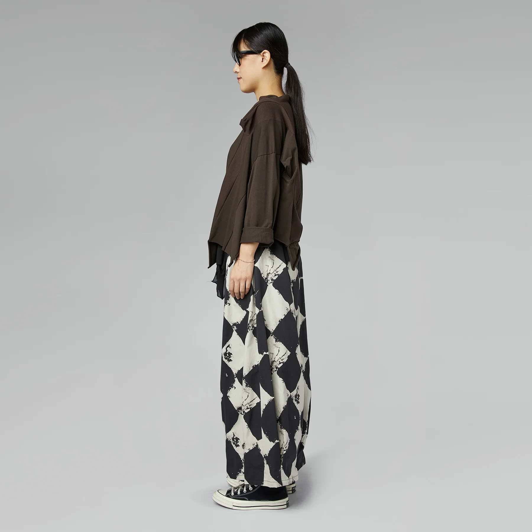 BLOUSE WITH KNITTED DETAILS BROWN - Image 4
