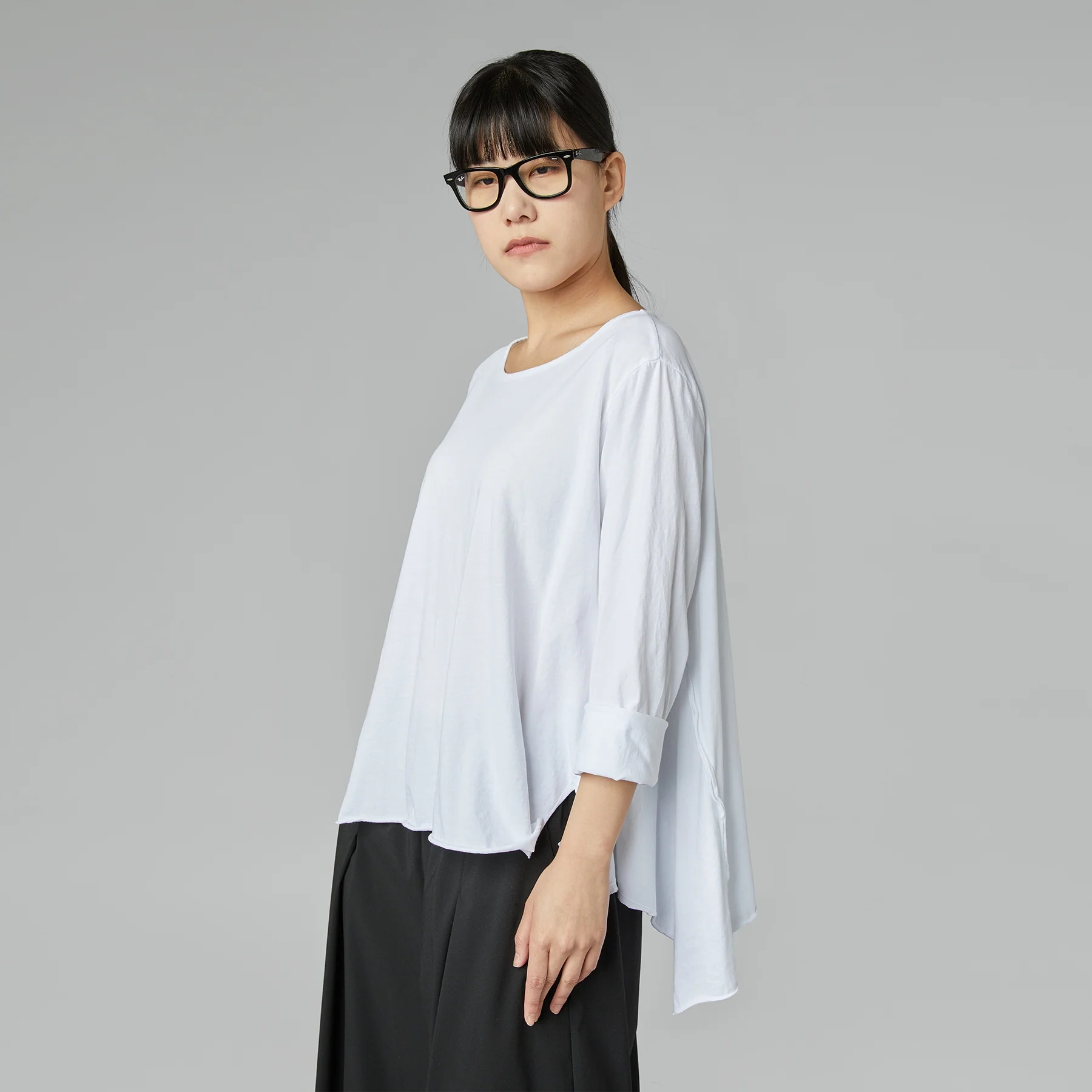 COTTON T-SHIRT WITH SIDE SLITS BEIGE - Image 6