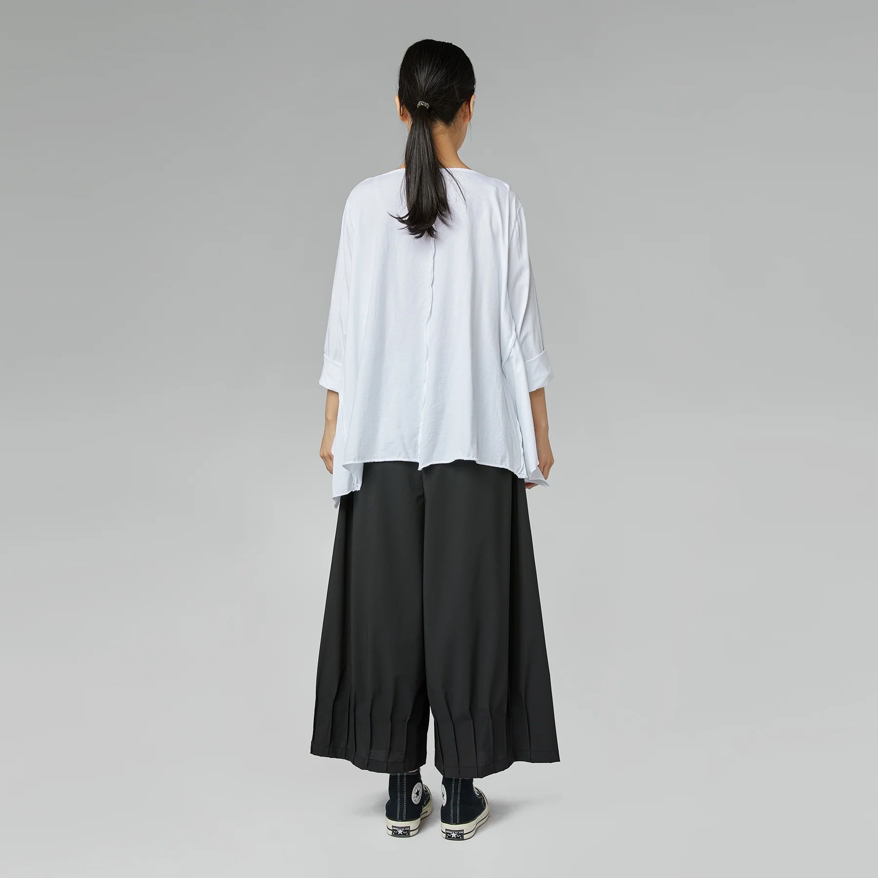 COTTON T-SHIRT WITH SIDE SLITS WHITE - Image 4