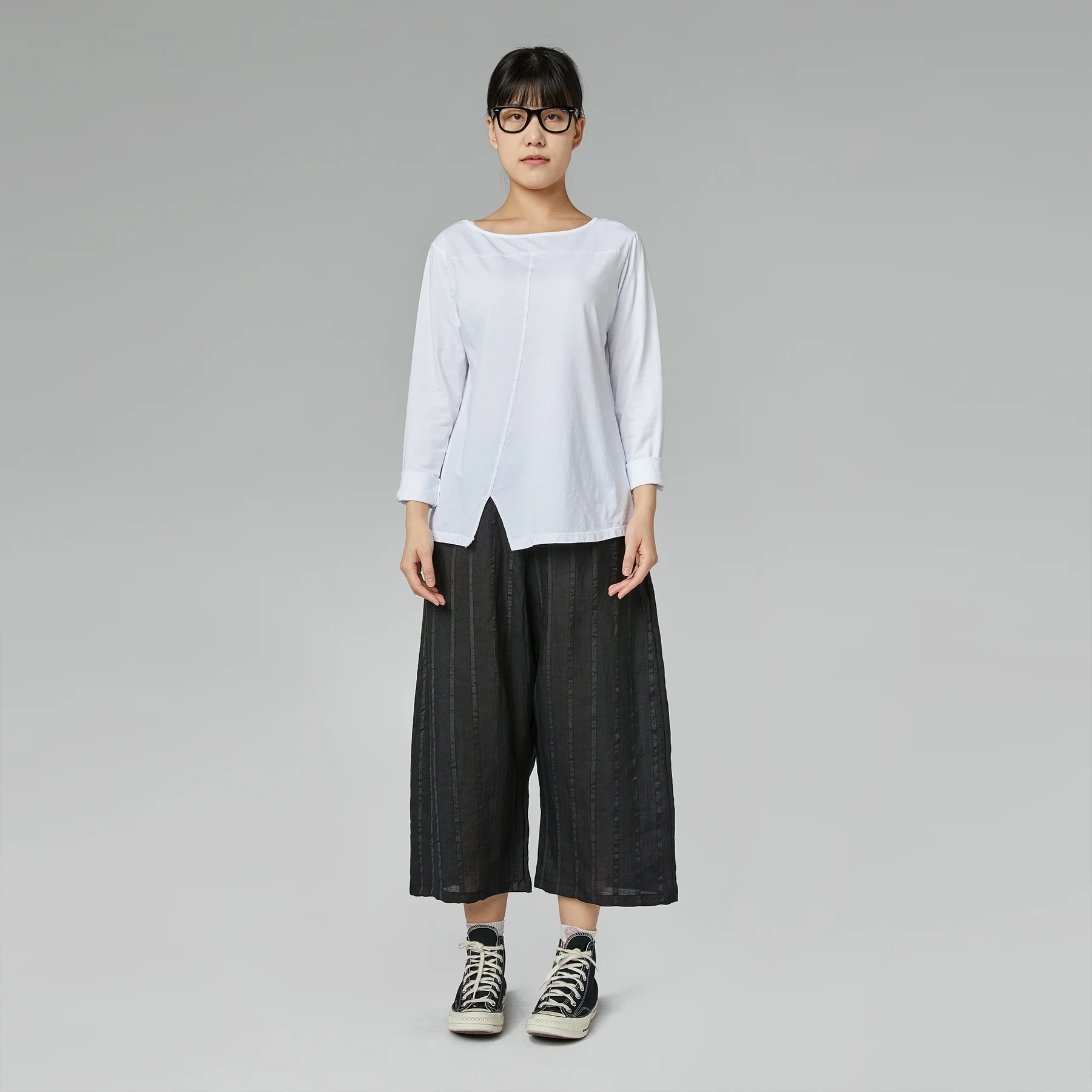 COTTON T-SHIRT WITH SPLIT SKY BLUE - Image 4