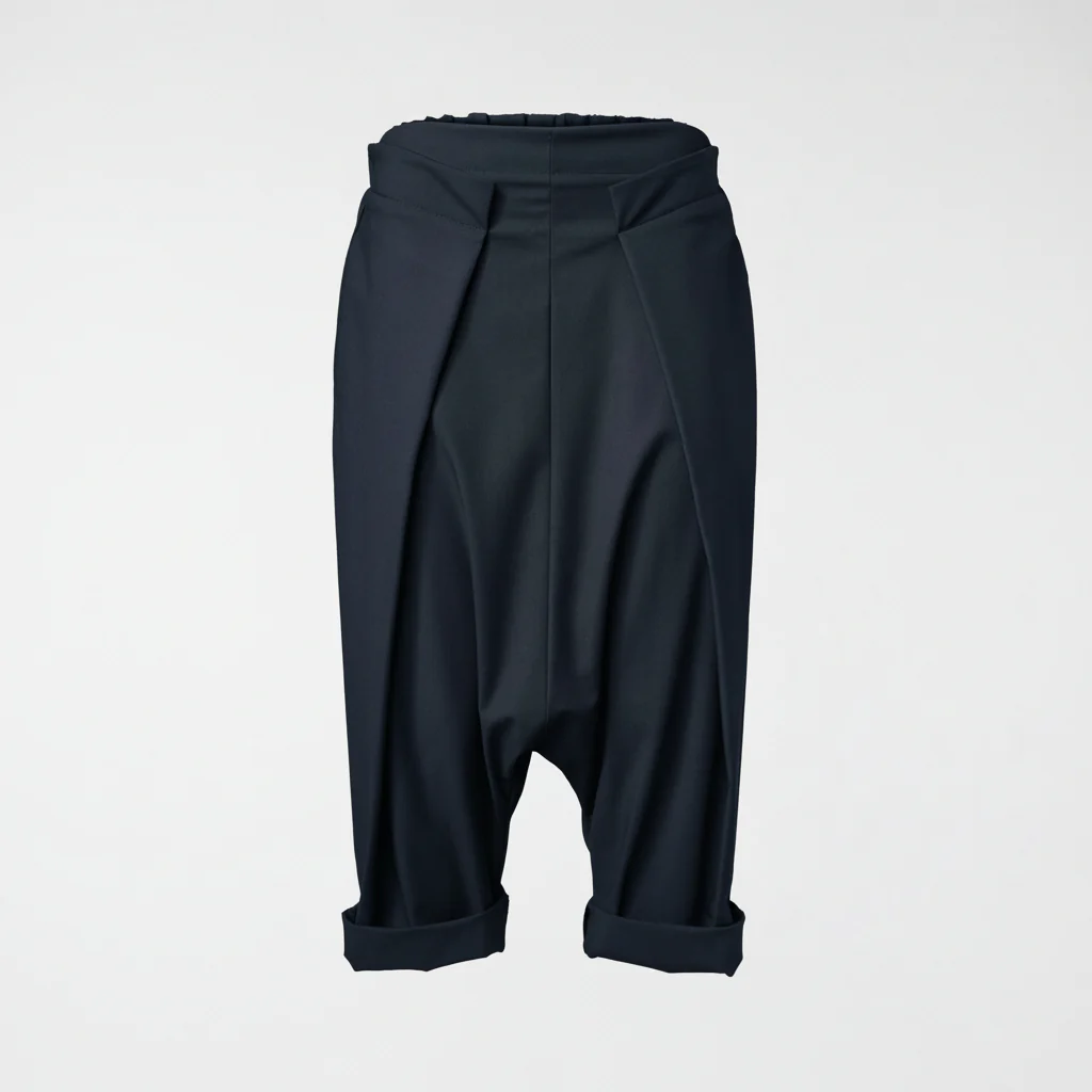 CROPPED TROUSERS WITH PLEATS BLUE