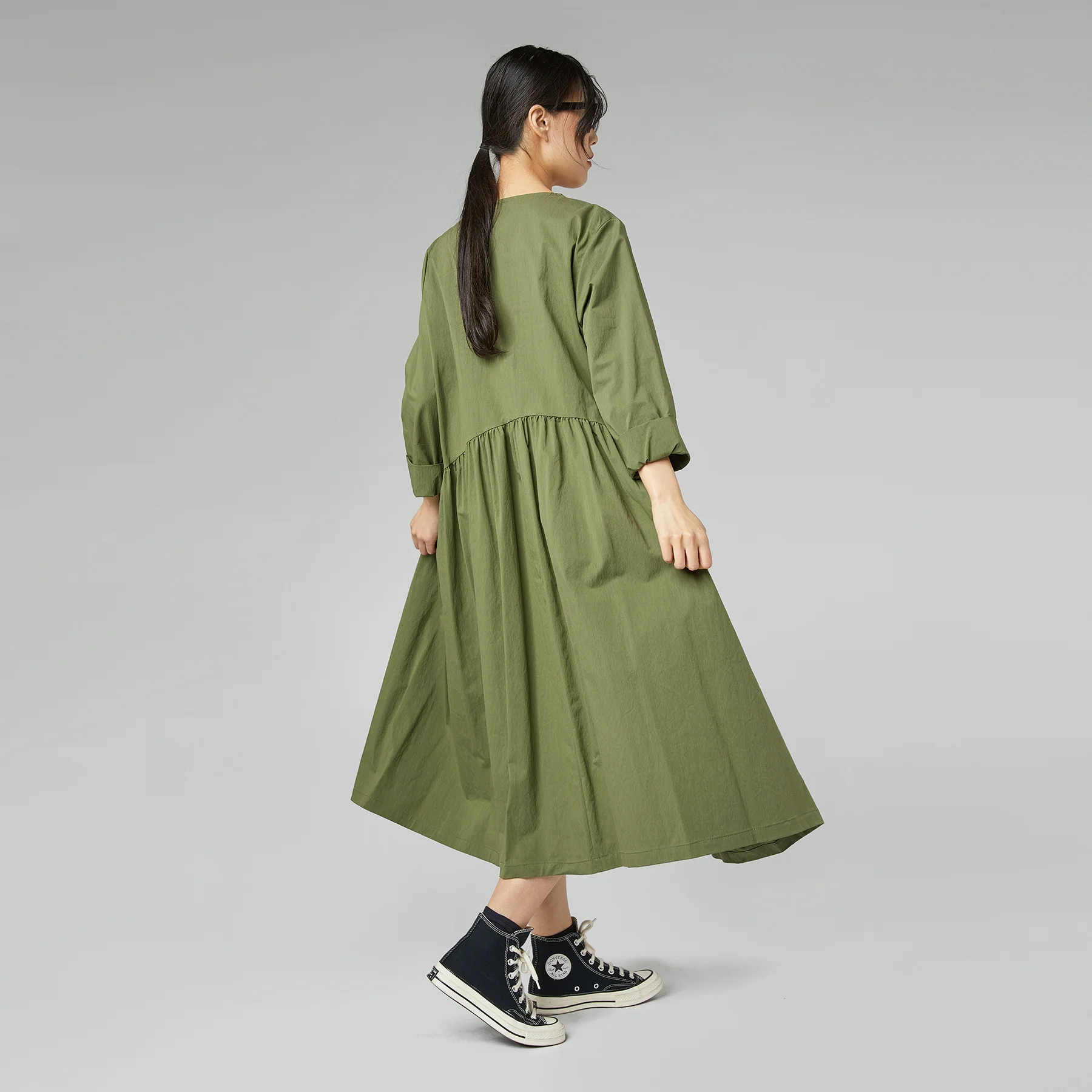 DRESS WITH PLEAT DETAIL BLACK - Image 3