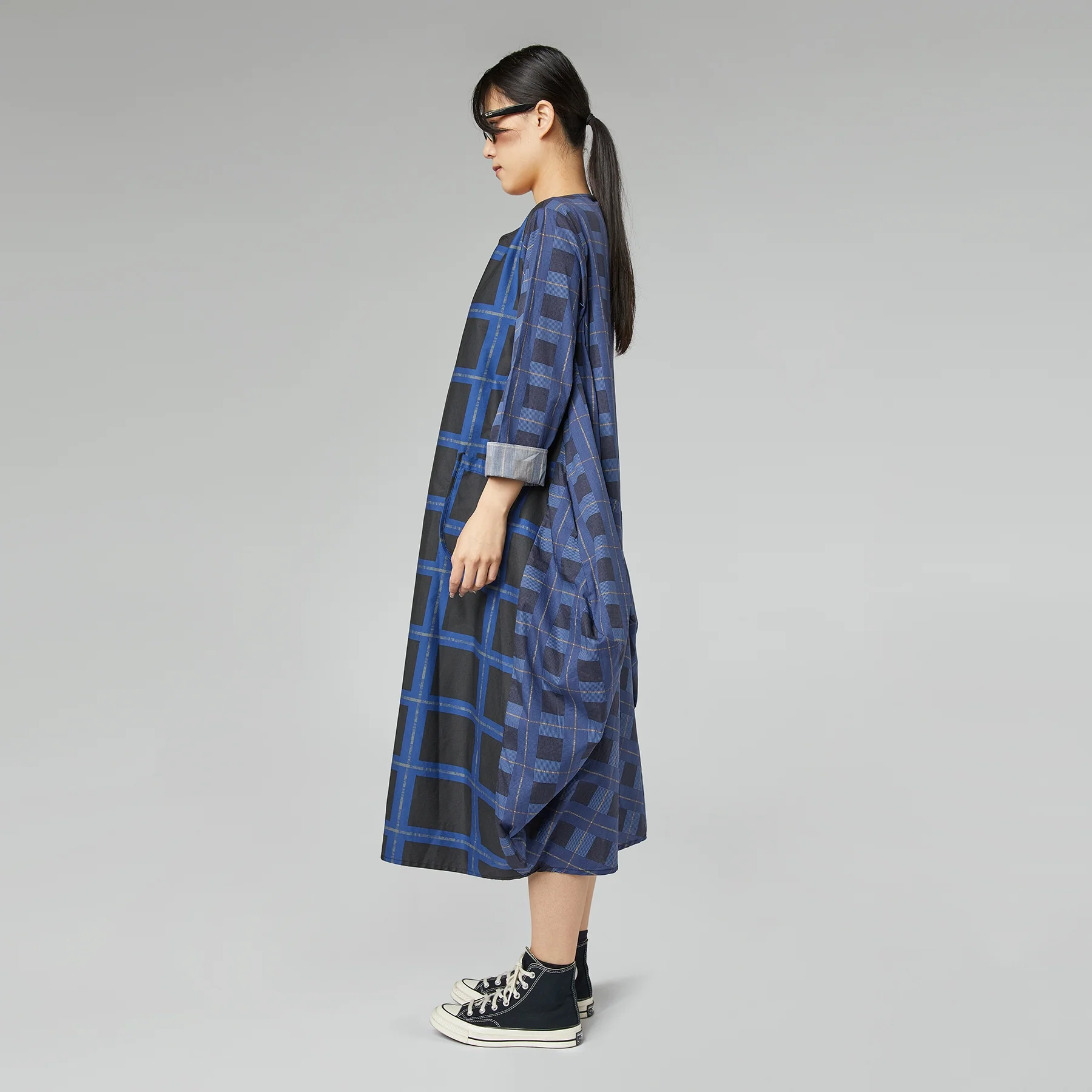CHECKED DRESS BLUE - Image 3