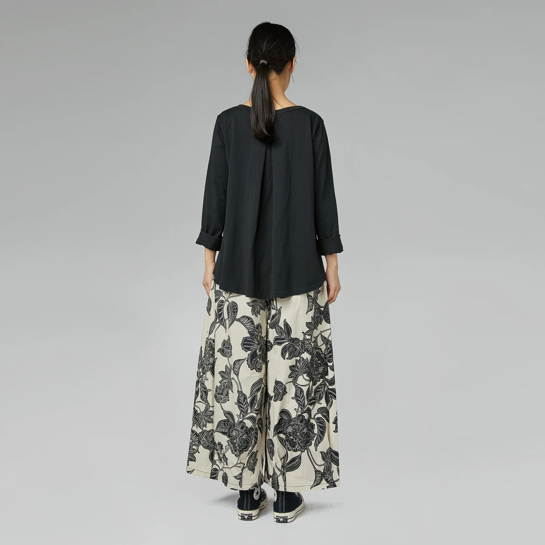 CASUAL T-SHIRT IN COTTON FABRIC BLACK - Image 4