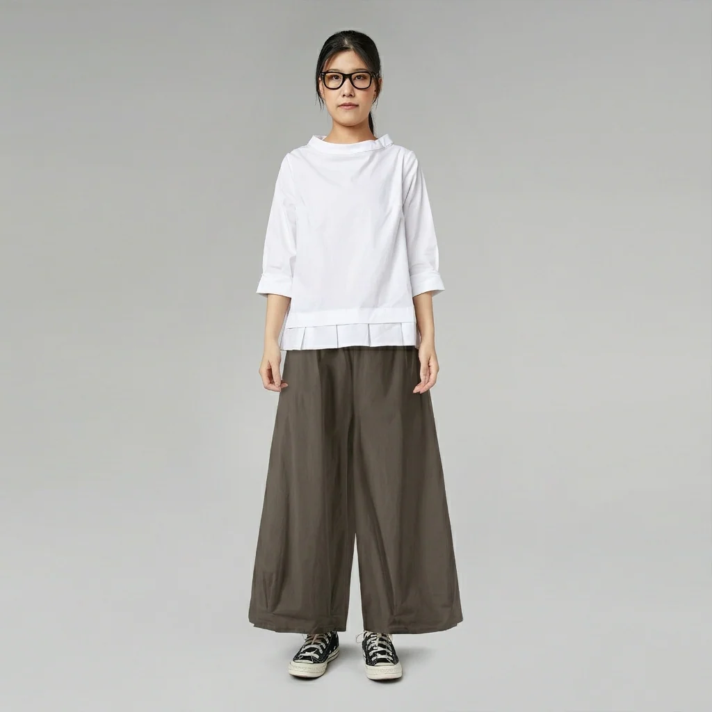 COTTON WIDE LEG TROUSERS - Image 7