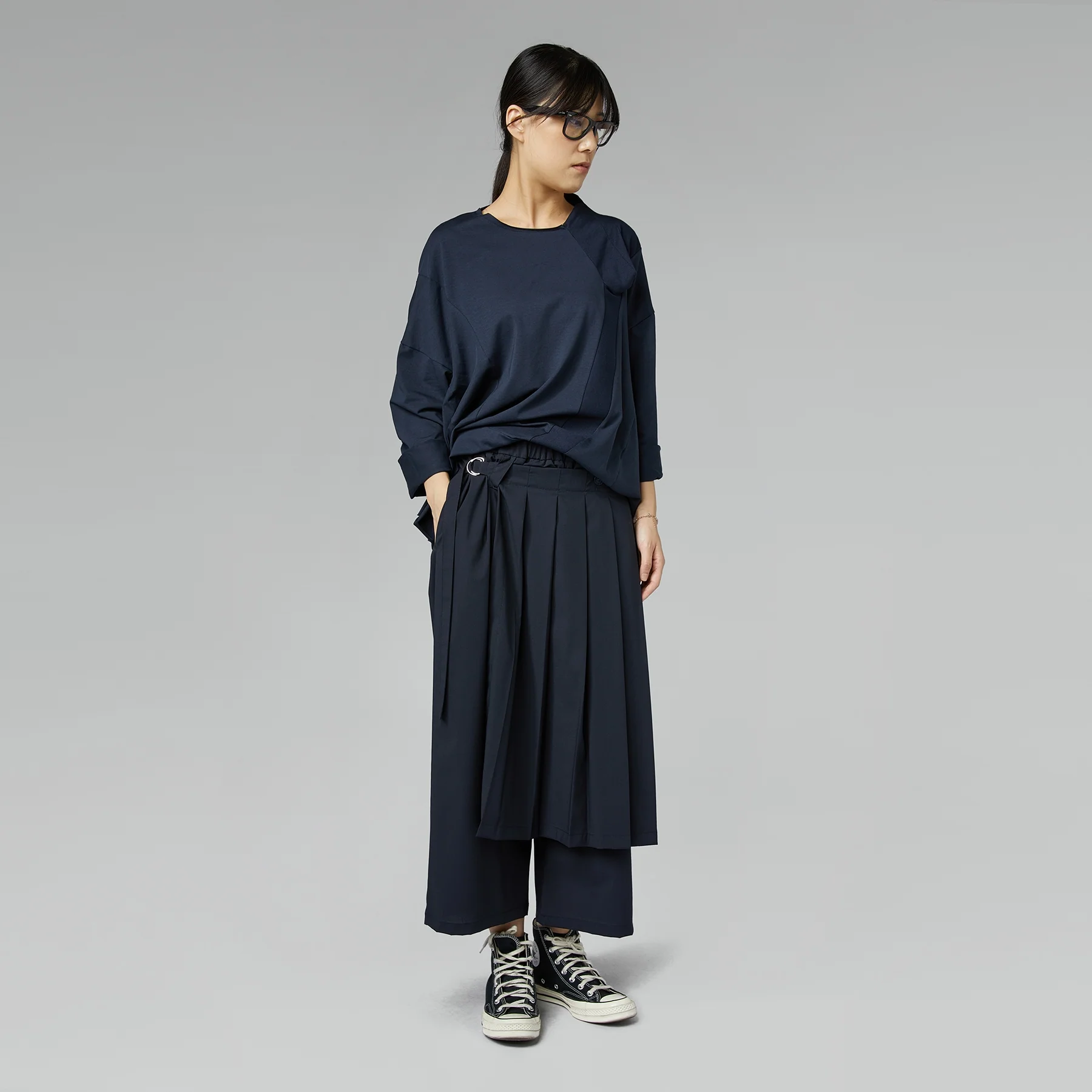 PAREO-EFFECT TROUSERS BLUE - Image 3