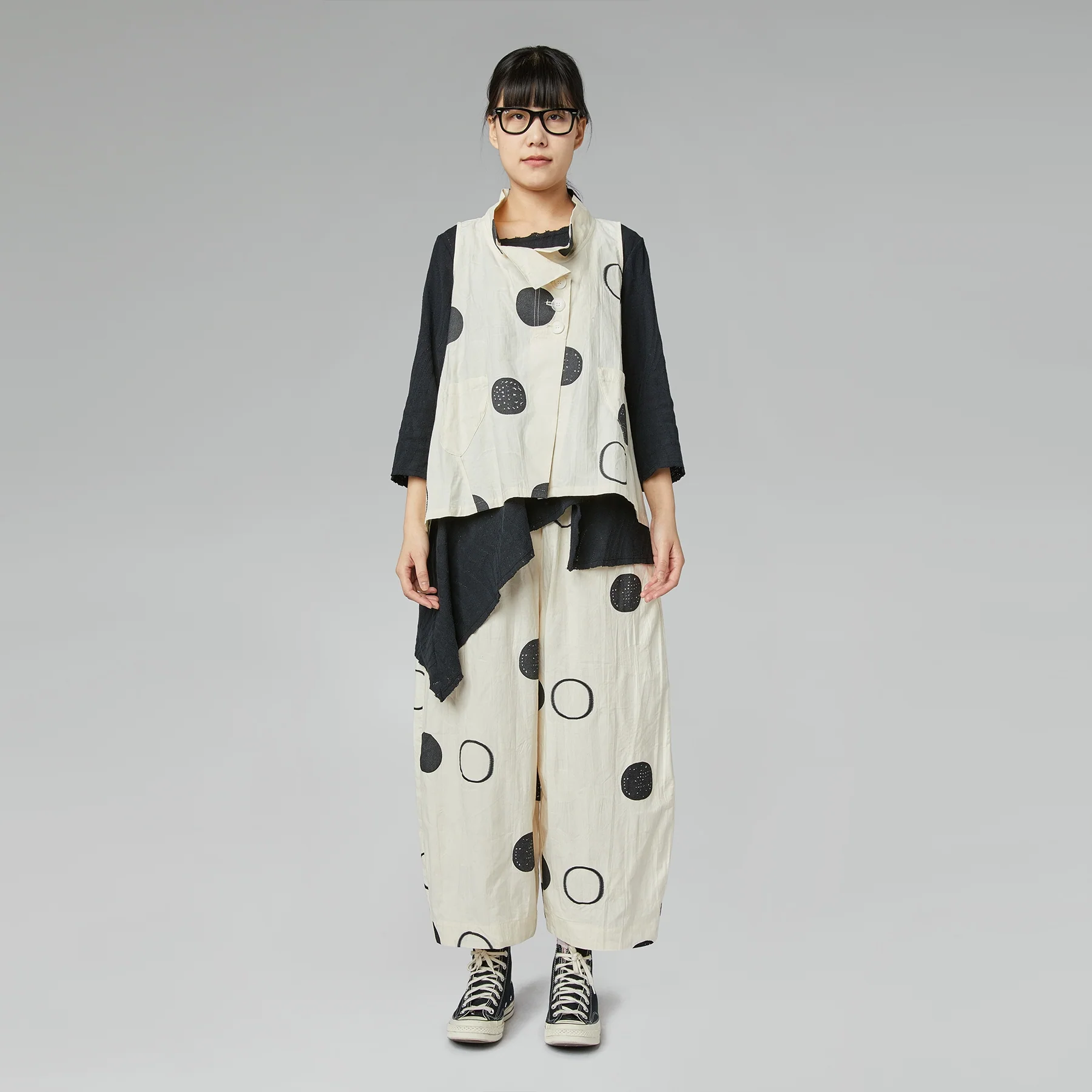 POLKA DOT TOP WITH CUP COLLAR CREAM - Image 2
