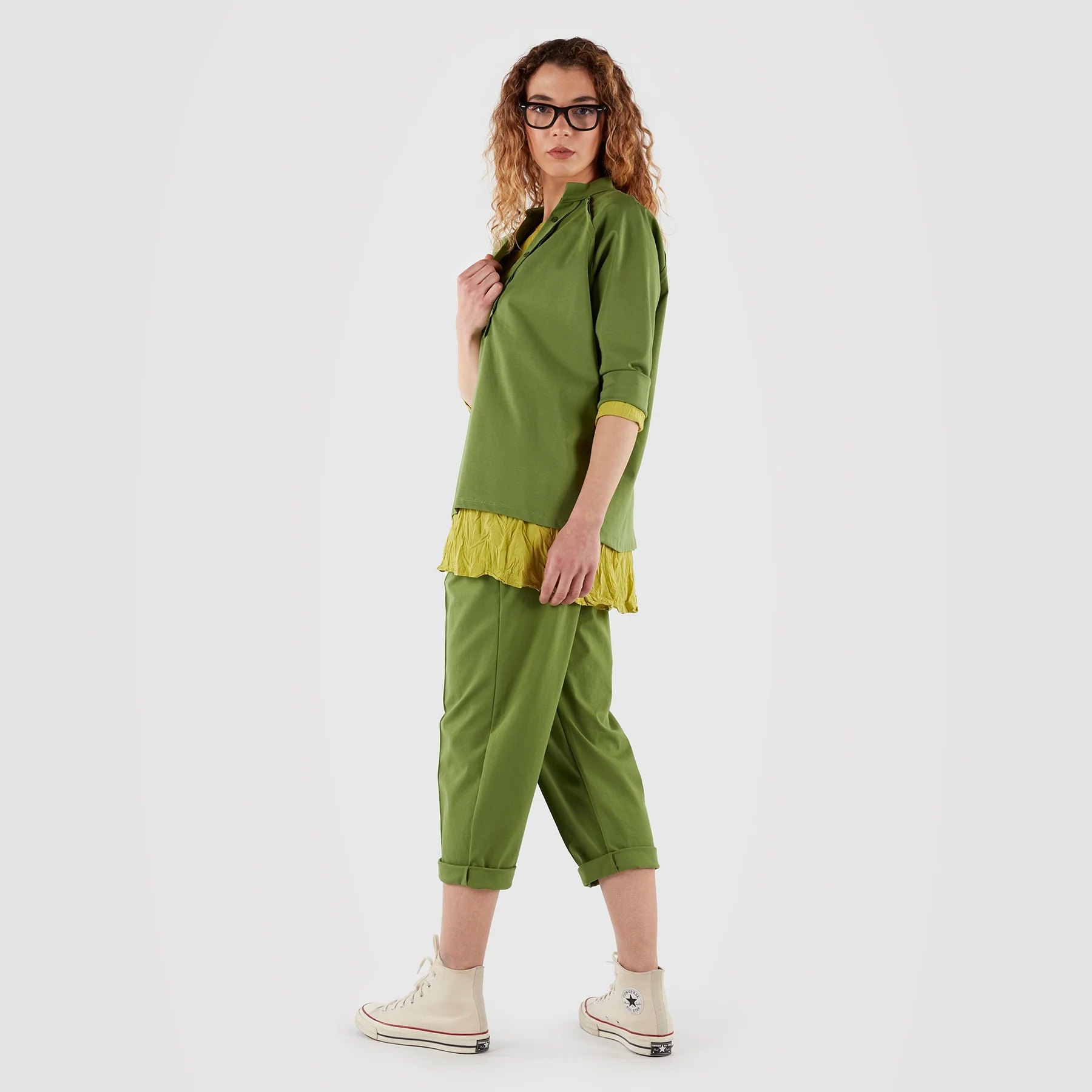 PUNTO MILANO FABRIC T-SHIRT WITH POLO NECK - Image 5