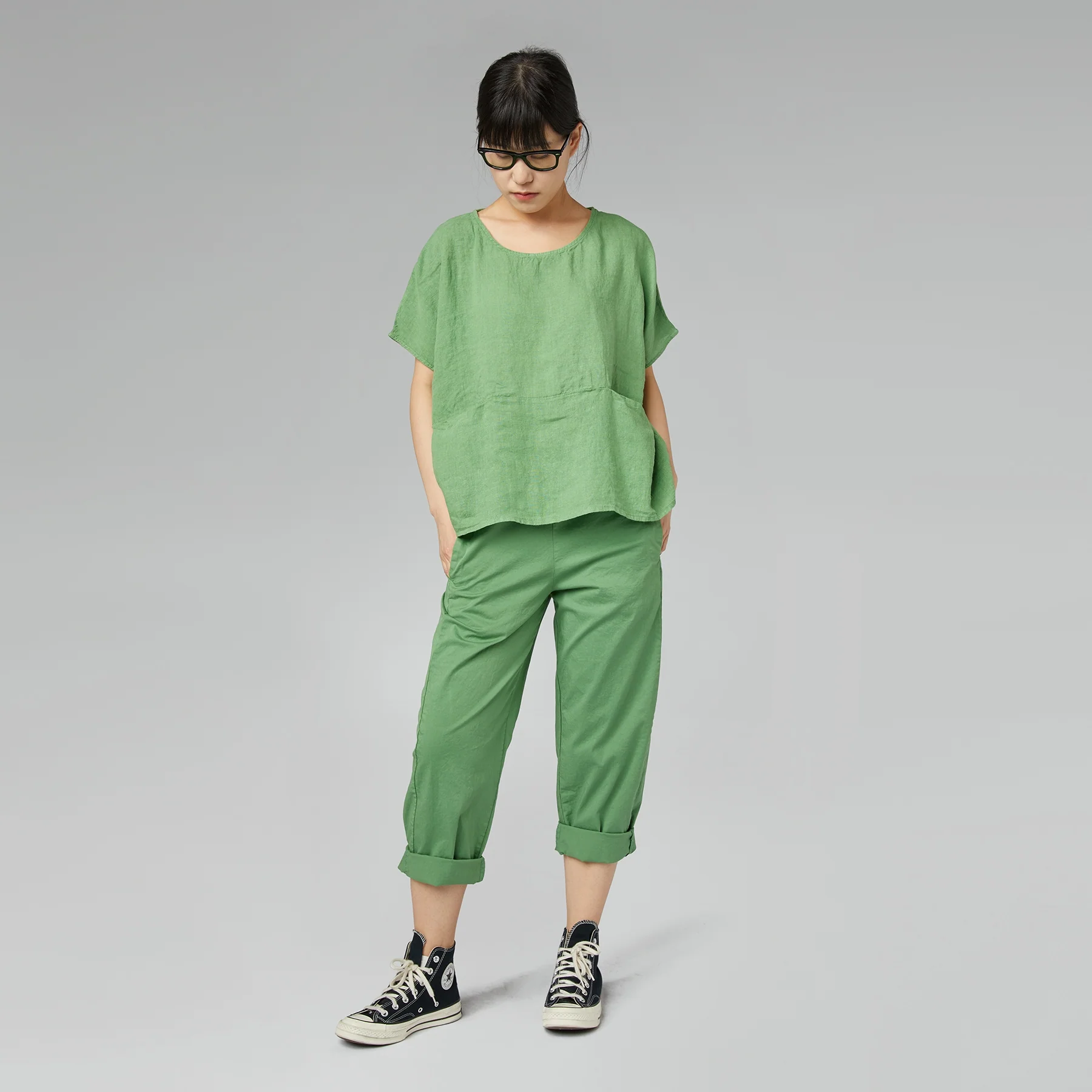 REGULAR FIT TROUSERS IN COTTON FABRIC BEIGE - Image 4