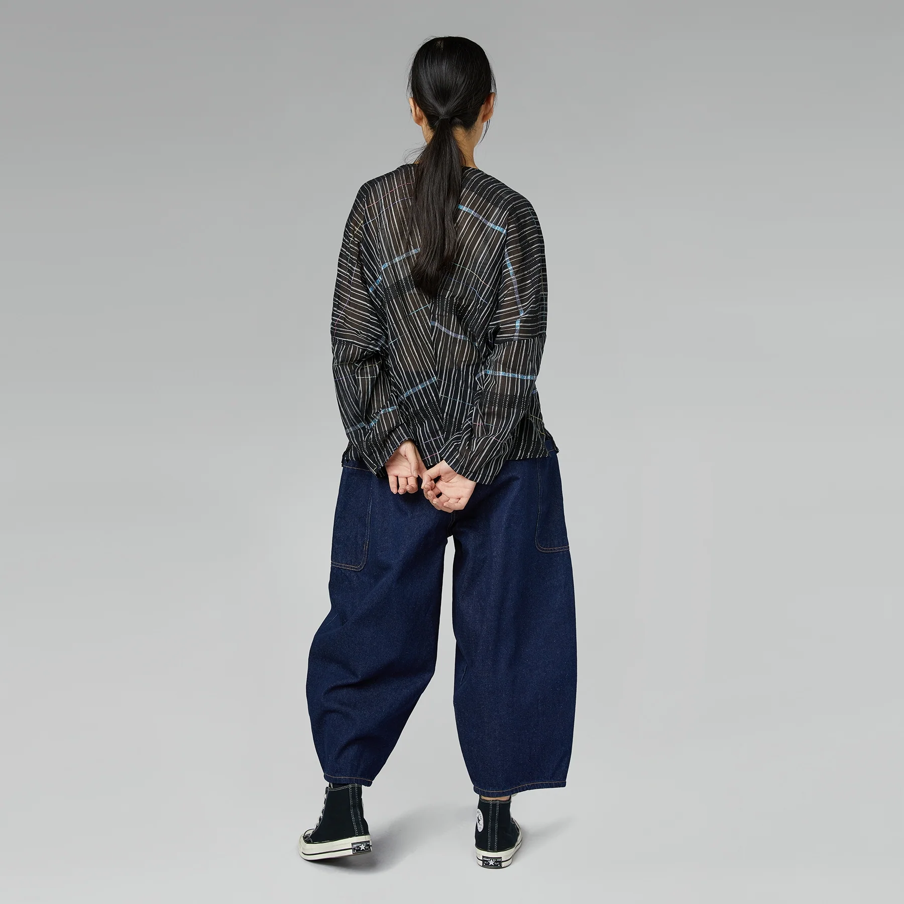 SEMI-TRANSPARENT BLOUSE WITH ROUCHE BLACK - Image 4