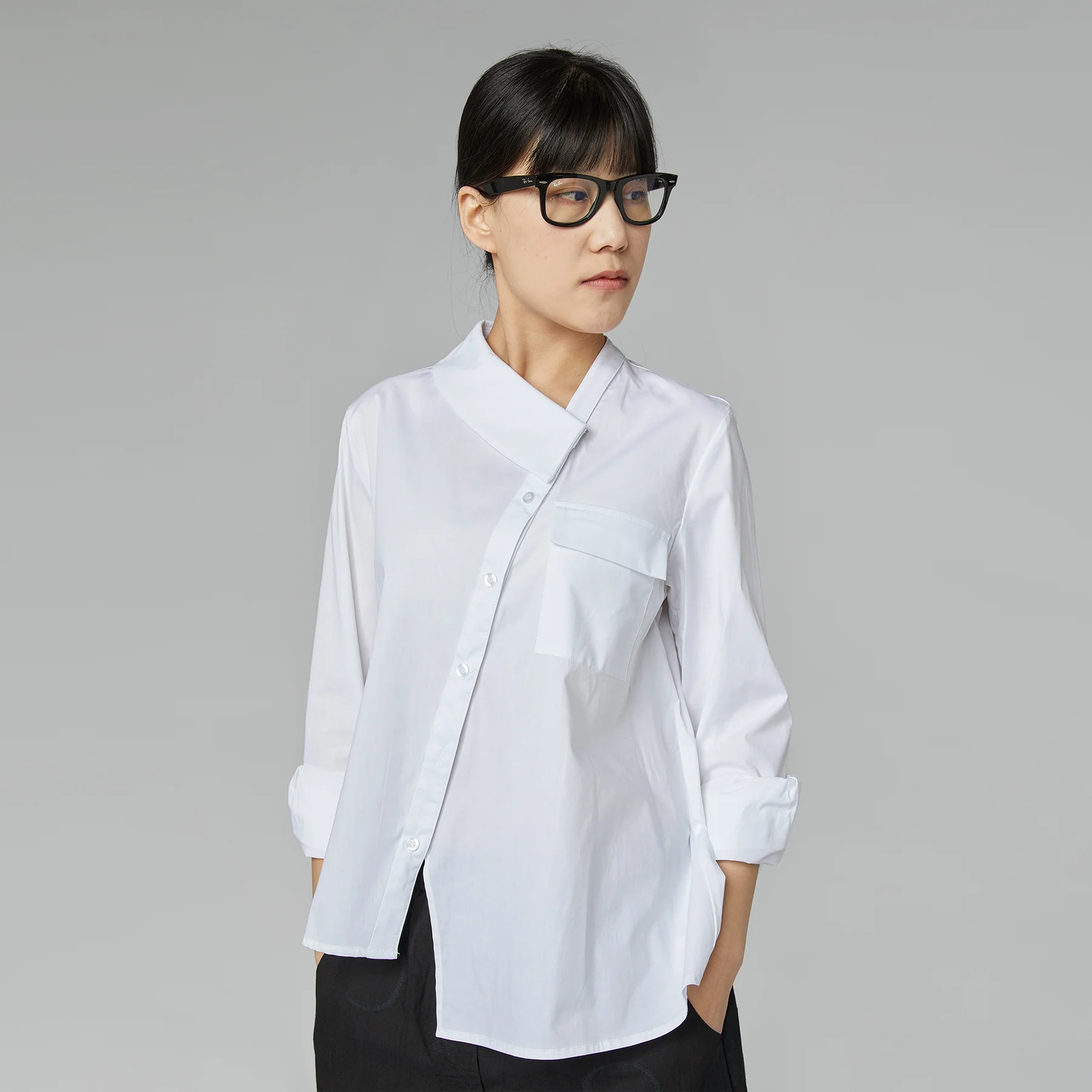 SHIRT WITH HALF COLLAR BLACK - Image 5