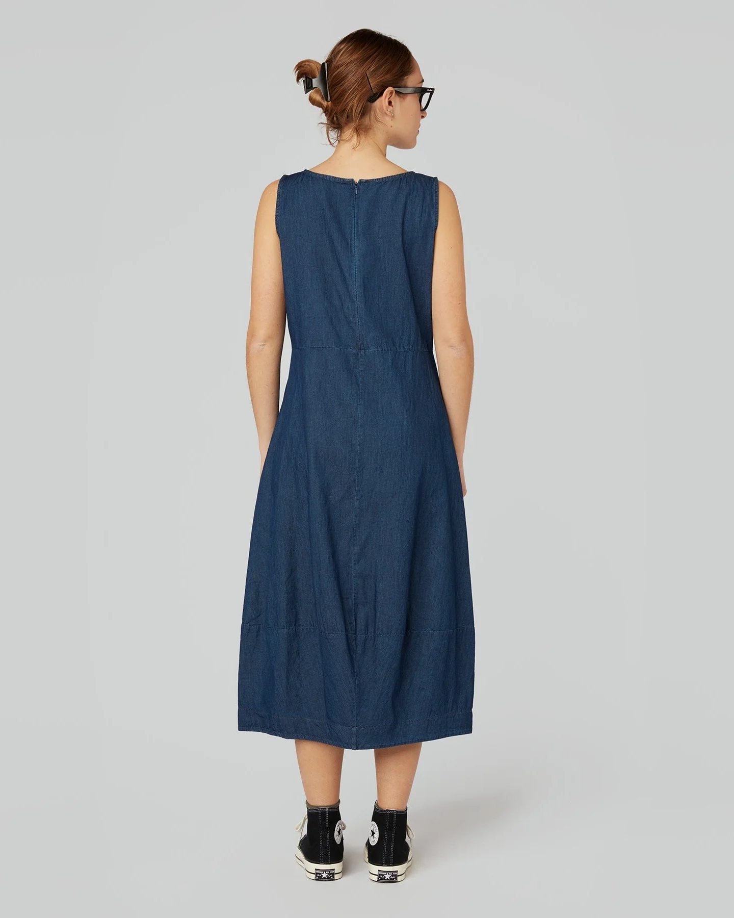 SLIM FIT DRESS IN DENIM COTTON FABRIC - Image 3