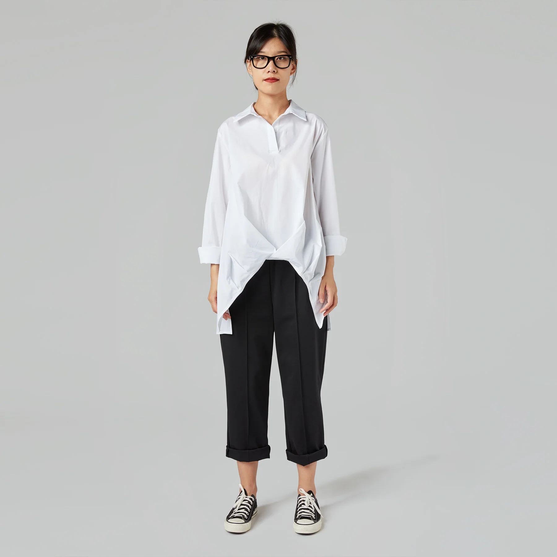 STRAIGHT FIT TROUSERS IN MILAN STITCH FABRIC - Image 2