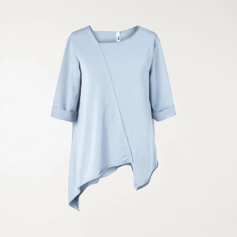 SWEATSHIRT WITH DIAGONAL CUT SKY BLUE
