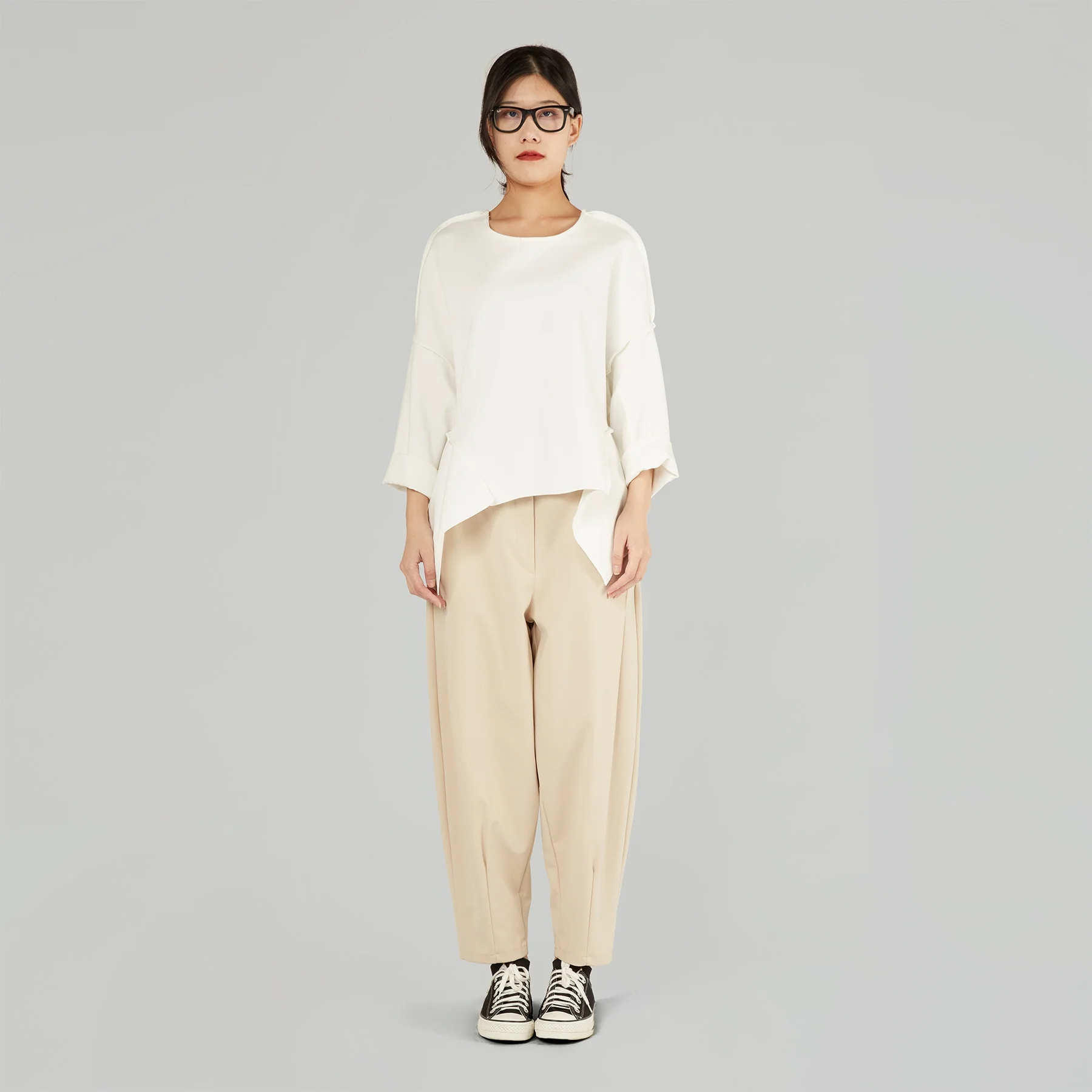 SWEATSHIRT WITH SIDE POINTED INSERTS IN COTTON BLEND - Image 4