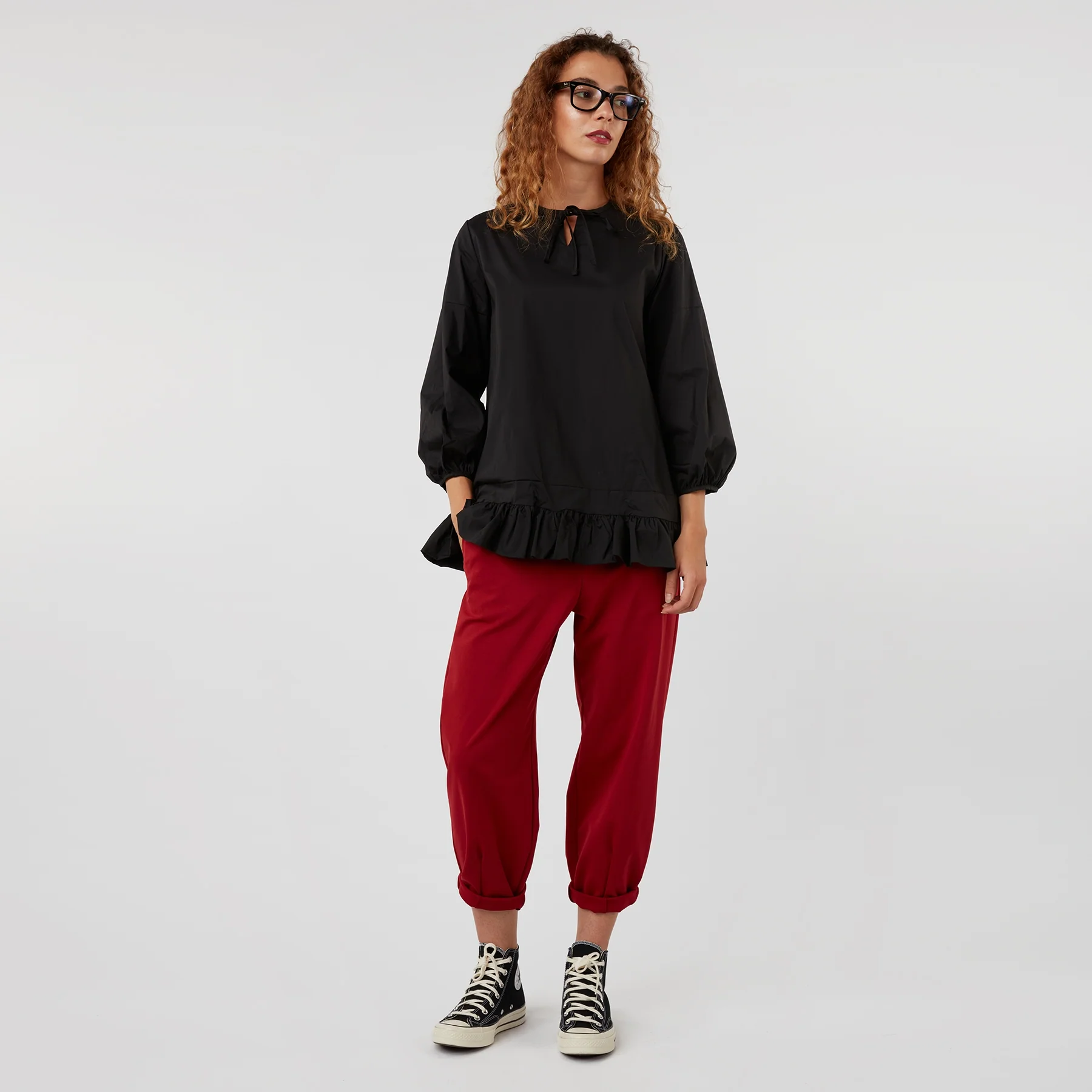 TROUSERS WITH ANKLE PLEATS RED - Image 10