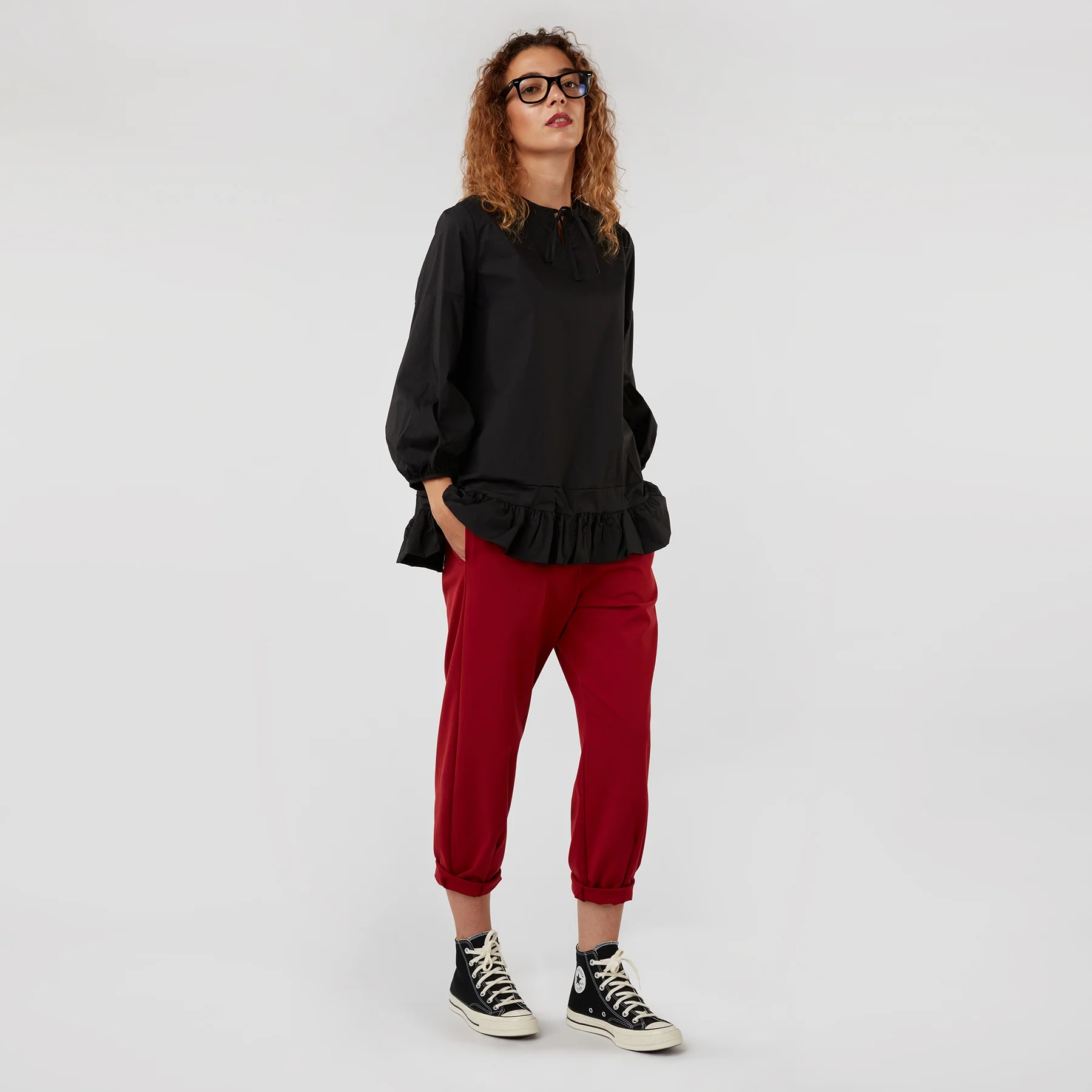 TROUSERS WITH ANKLE PLEATS RED - Image 11