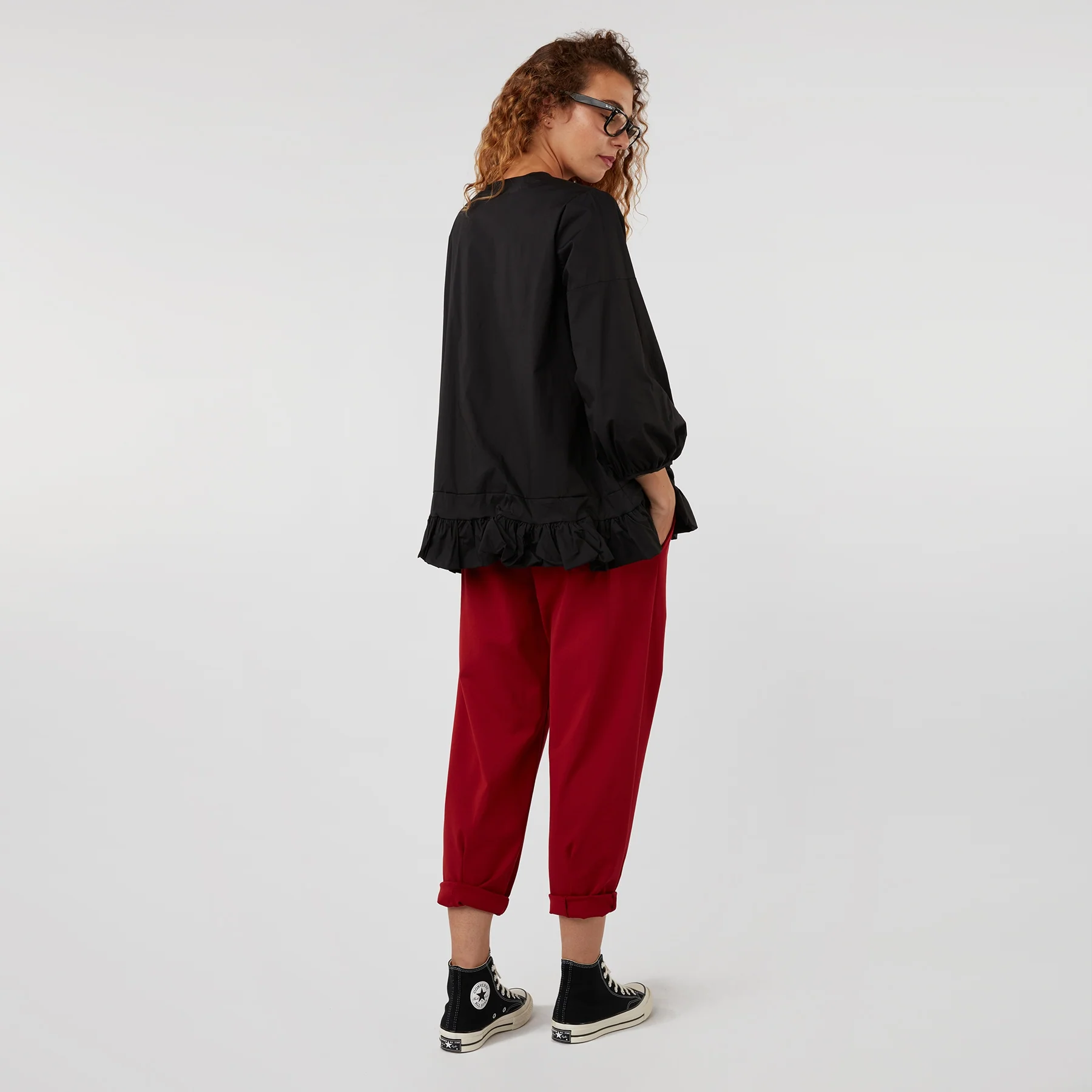 TROUSERS WITH ANKLE PLEATS RED - Image 12