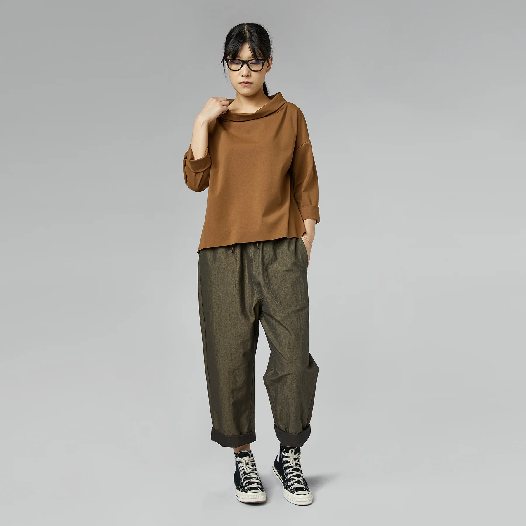 TURN-UP NECK SWEATER IN PUNTO MILANO FABRIC - Image 5