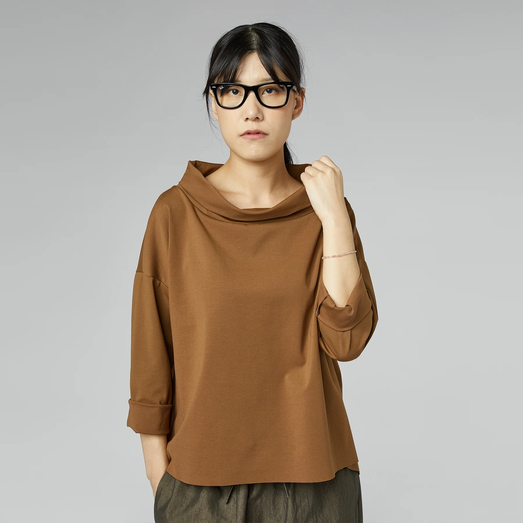 TURN-UP NECK SWEATER IN PUNTO MILANO FABRIC - Image 6