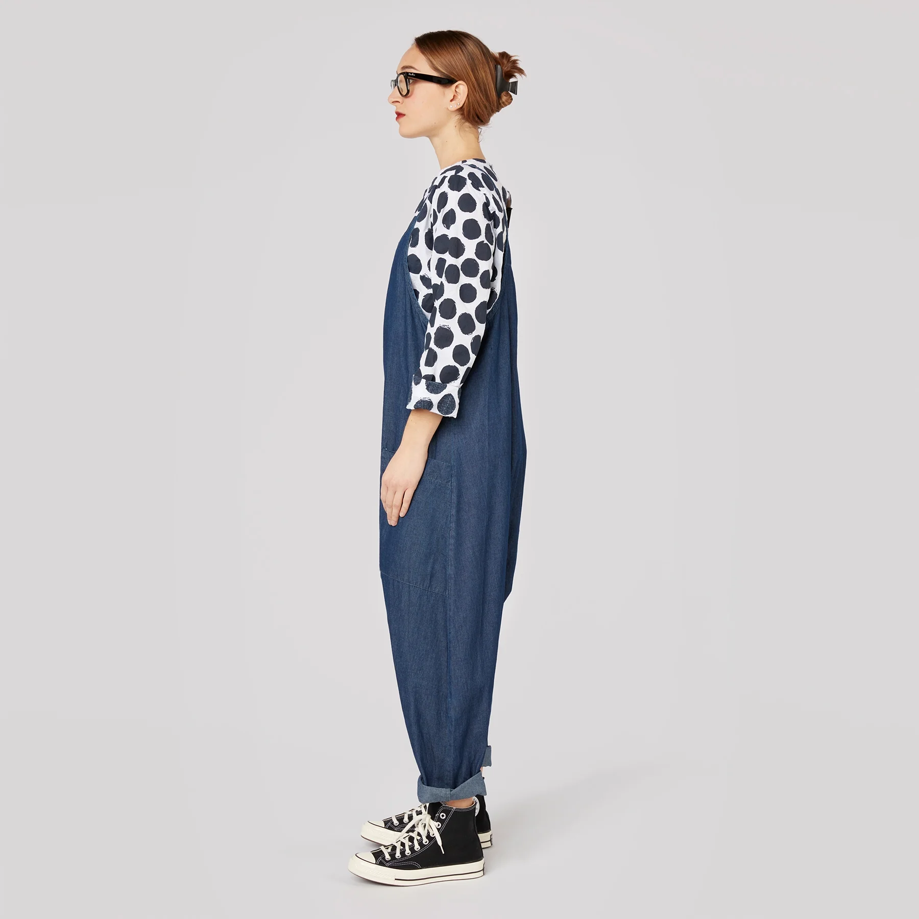 WIDE DUNGAREES IN LIGHTWEIGHT DENIM - Image 3