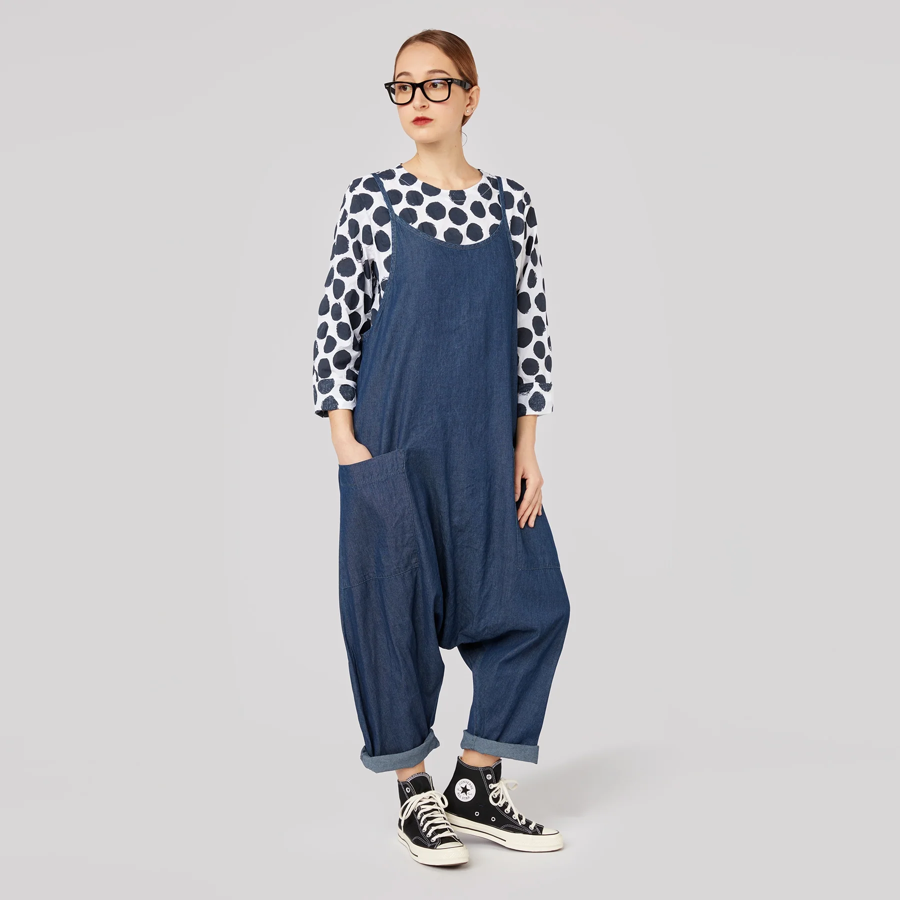 WIDE DUNGAREES IN LIGHTWEIGHT DENIM - Image 5