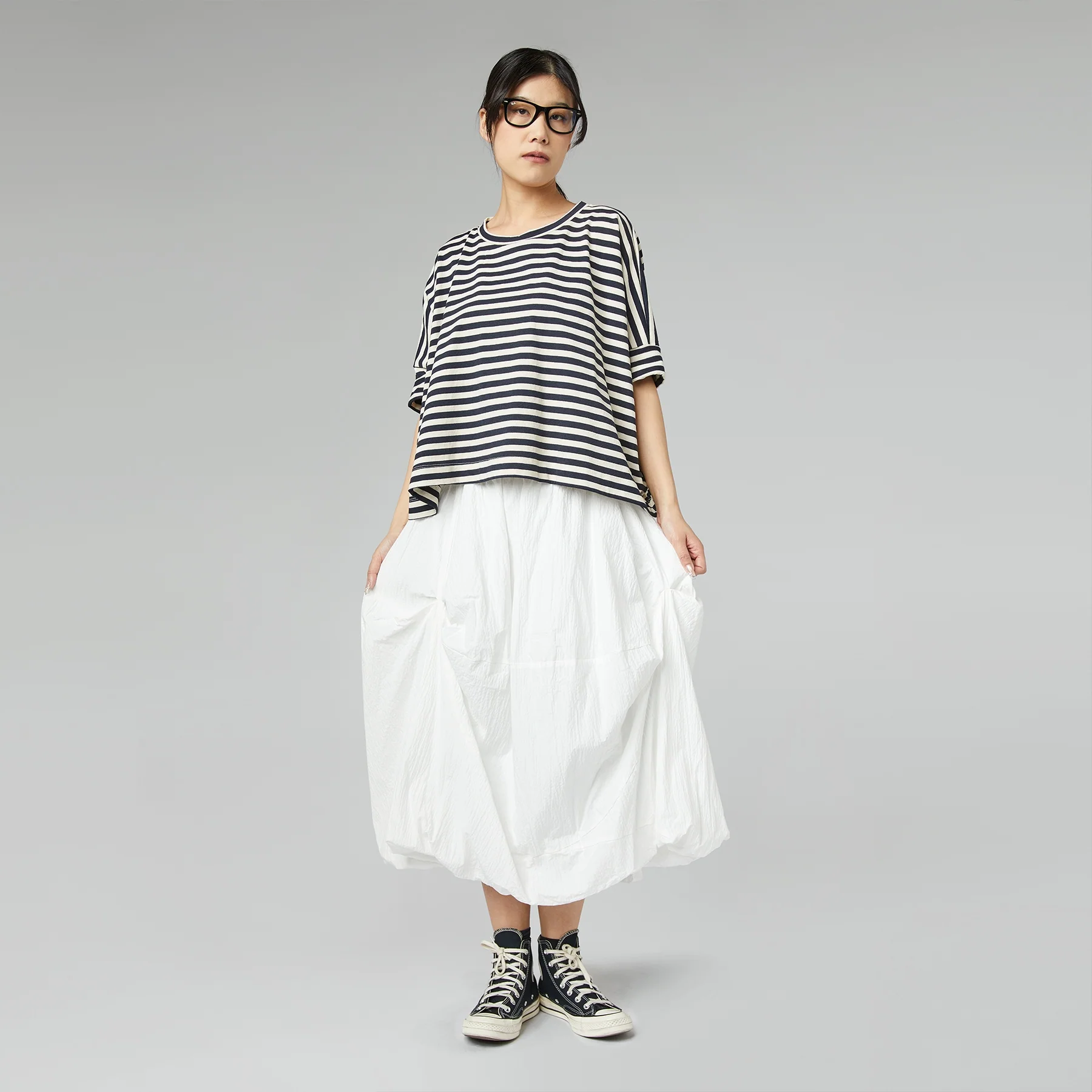 WIDE STRIPED FLEECE T-SHIRT - Image 3